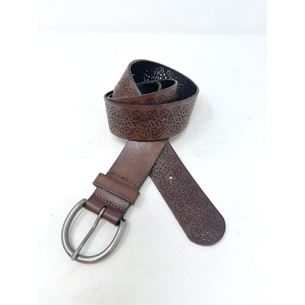 American Eagle 1.5" Laser Cut Brown Leather Belt 31-37"
